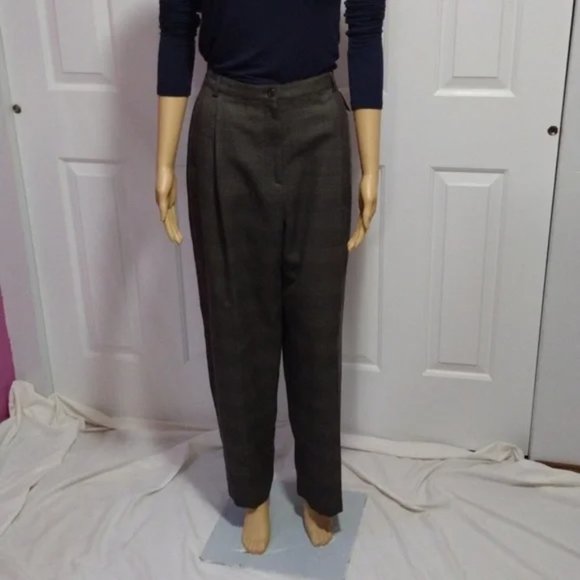 Vintage High Waist Dress Pants 90s Amanda Smith Brown Houndstooth Trousers NWT - Picture 11 of 11